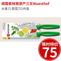 Clearance Germany Solingen original trigeminal Wuesthof fruit knife vegetable knife 2-piece set red Green 9313G