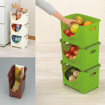 Japan imported breathable fruit basket storage basket vegetable blue can be superimposed on a fruit storage rack