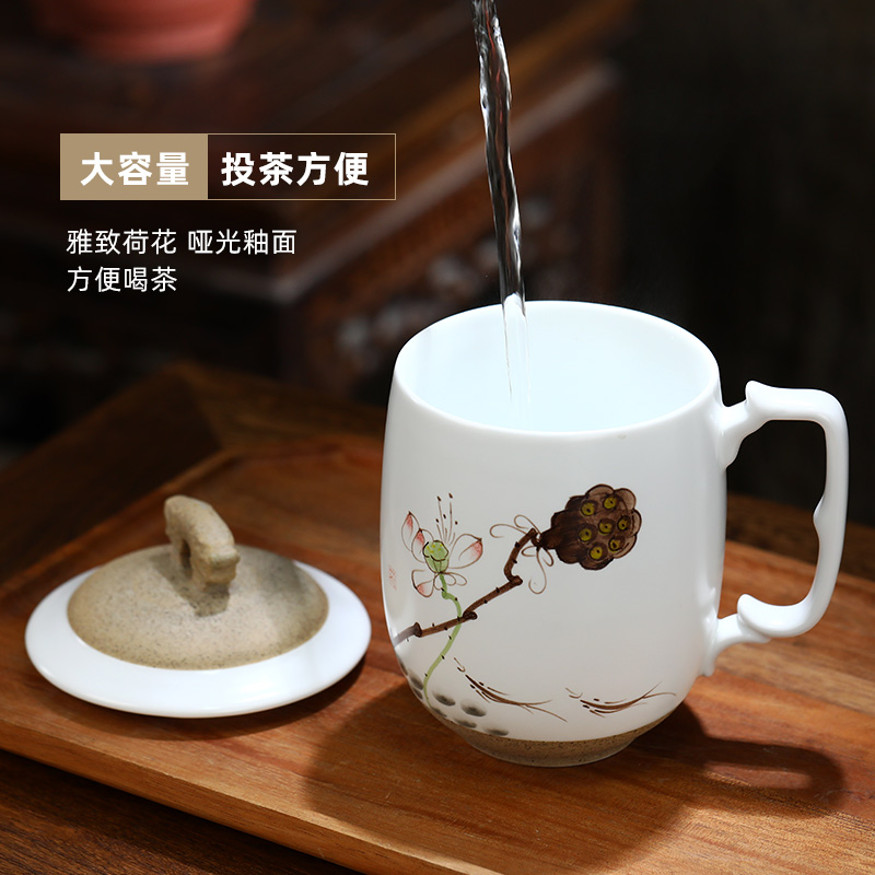 Ceramic keller cups coarse pottery Chinese office cup with cover glass matte enrolled glaze high - capacity, the custom make tea cup