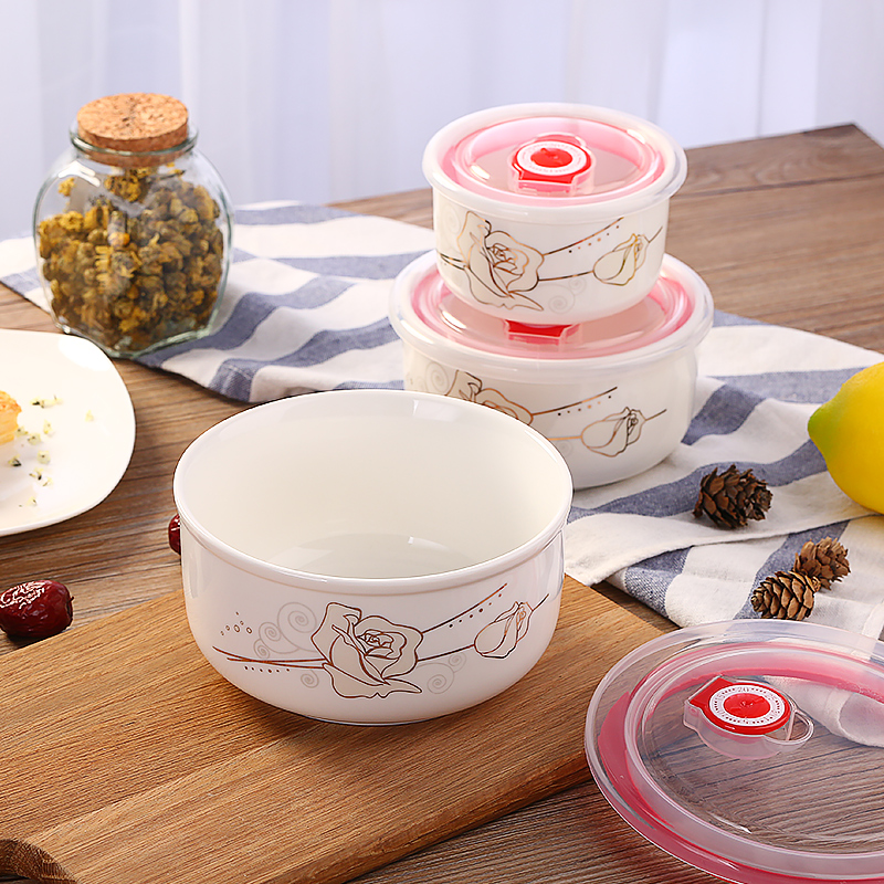 Jingdezhen ceramic preservation bowl of three - piece crisper ceramic with tureen bento box sealed box rainbow such as bowl bowl