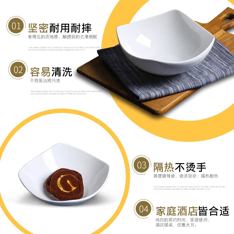 Jingdezhen porcelain tableware creative ipads white contracted ceramic fruit bowl of soup bowl of salad bowl size newborn dishes