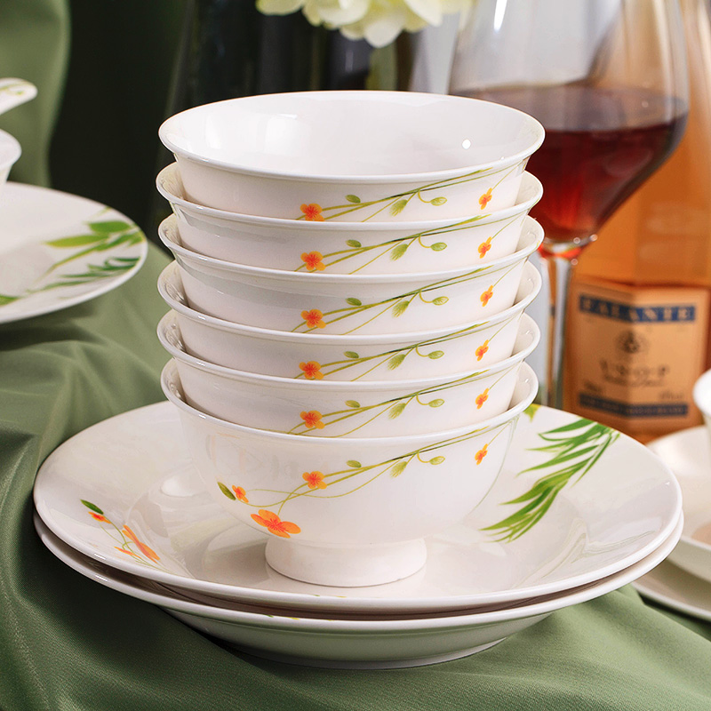 The Spring flowers, DIY free collocation with tableware suit jingdezhen ceramic tableware dishes suit household dish dish
