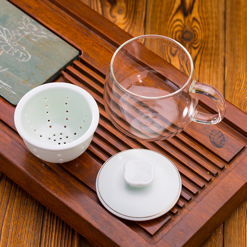 Household filter tea transparent glass ceramic cup with cover office conference room, heat - resistant glass tea cup with cover