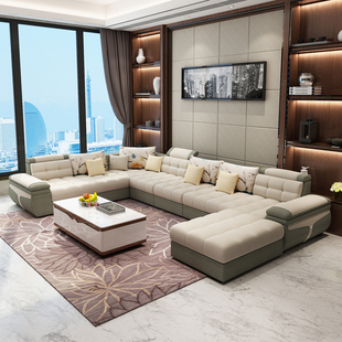 布艺沙发大小户型简约现代可拆洗布沙发客厅转角家具组合u型沙发