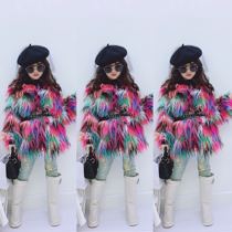 Colourful Beach Wool Imitation Fur Imitation Leather Grass Children Autumn Winter Net Red Shop Shake Sound Co-CUHK Boy Jacket Plus Cotton Thickened Large Coat