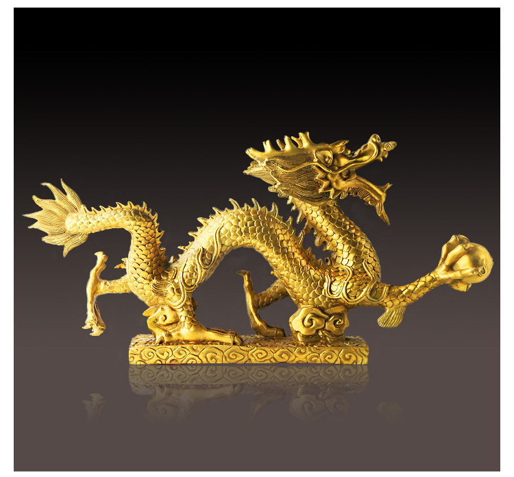 铜器黄铜龙金龙铜龙办公室家居摆件生肖龙家居饰品黄铜摆件