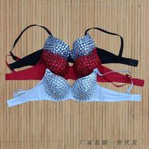 Factory direct handmade diamond female singer dS performance clothes lead dance clothing silver bright diamond bra accessories