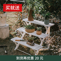 Plastic flower shelf Multi-meat basin Vegetable Shelf Multilayer Terrace terrace Flowerpot Rack Indoor balcony Living room floor-style