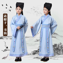 Young childrens costume Hanfu boy boy boy Tang Dynasty Song Dynasty ancient poet Su Shi ancient poetry recitation table performance costume