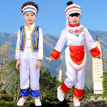 Young child minority clothing clothes boy girl child young children white ethnic group dance costumes performance out of service