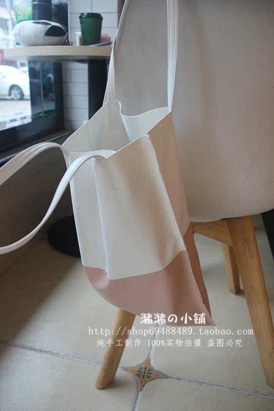 goyard購物袋白色街拍 新款韓國拼接手提單肩購物袋女包包時尚簡約港味街拍文藝范大包包 goyard袋