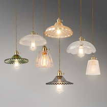 Nordic restaurant chandelier three-head light luxury modern simple all copper crystal retro industrial wind bar bedside small chandelier