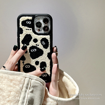 Plush black coal balls apply Apple 11 phone shell iPhone12 13promax women xs xr autumn winter 8p tide