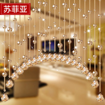 Crystal bead curtain partition curtain entrance door curtain living room decor feng shui suspension chain screen bathroom curved hanging curtain