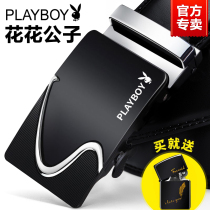 Playboy mens leather belt leather 2022 new automatic buckle trendy young people all-match pure cowhide belt