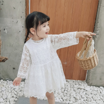  2021 girls spring new 1-3 year old baby infant Korean lace embroidered princess skirt dress