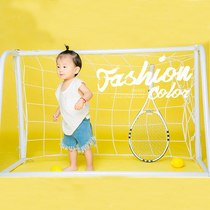 Childrens football goal photography photography theme props real sports trendy children monochrome portrait creative photography background