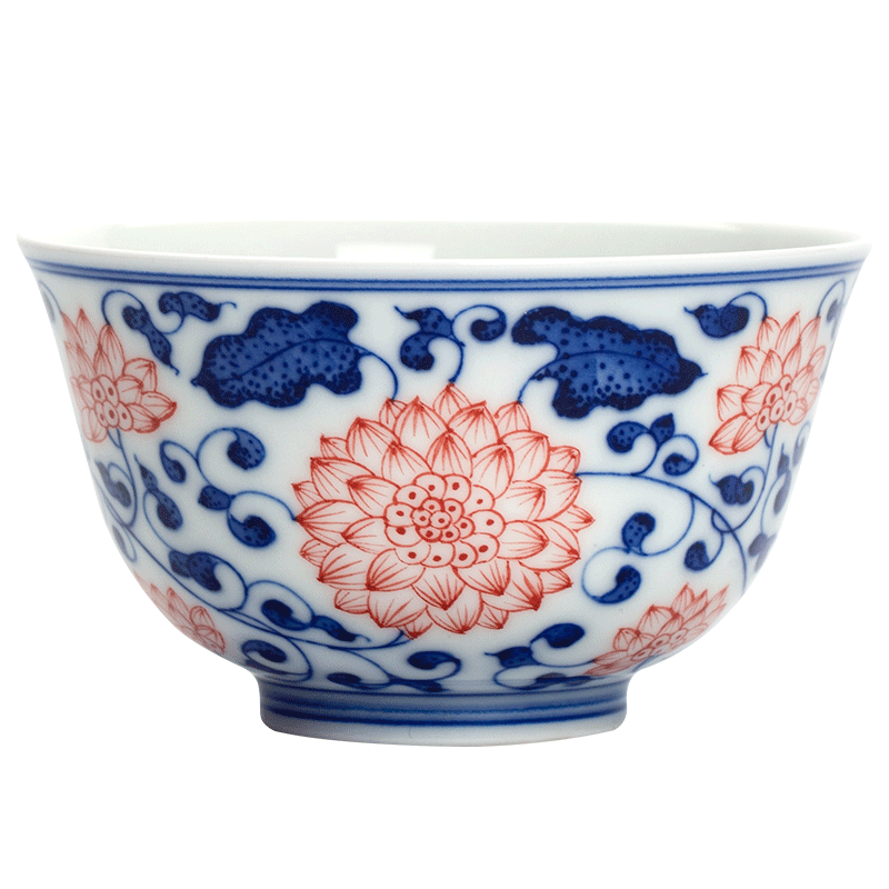 Owl up jingdezhen porcelain bound lotus flower painting of hand - made of kongfu master cup single cup tea classic design