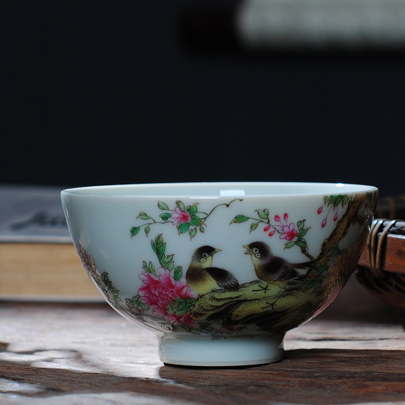 【 7.5 】 jingdezhen pure manual hand - made heavy powder enamel master sample tea cup