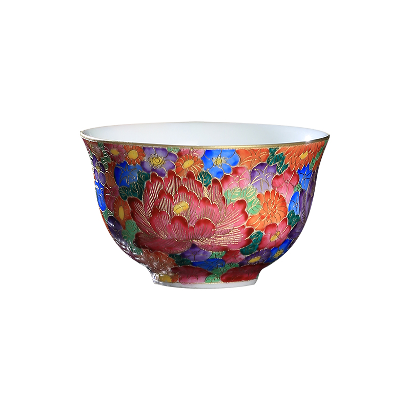 Manual jingdezhen ceramic kung fu tea cup single cup color thread flower sample tea cup hand - made personal small tea cups