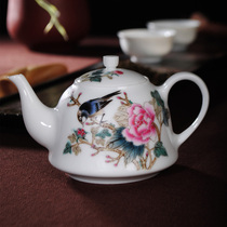 Jingdezhen hand-painted teapot pastel flower and bird ceramic black tea tea pot Kung Fu tea set Small teapot tea ceremony accessories