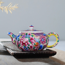 Jingdezhen pastel tea set Antique teapot Hand-painted Kung Fu tea set Ceramic single pot Enamel color large tea pot