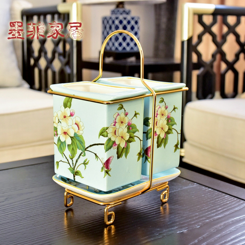 New Chinese style creative ceramic furnishing articles informs the anti - mold cylinder kitchen receive handicraft decoration home decoration