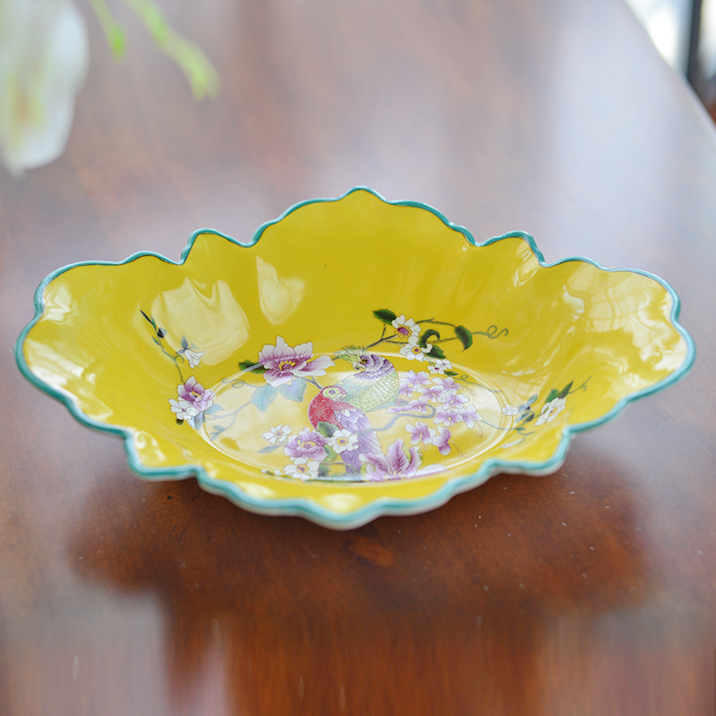 New Chinese style ceramic fruit bowl large tray table furnishing articles American candy dry fruit bowl sitting room tea table decorations