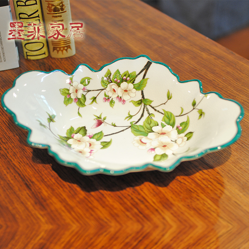 New Chinese style ceramic fruit bowl American large sitting room tea table dry fruit tray was the home key tray decorations furnishing articles