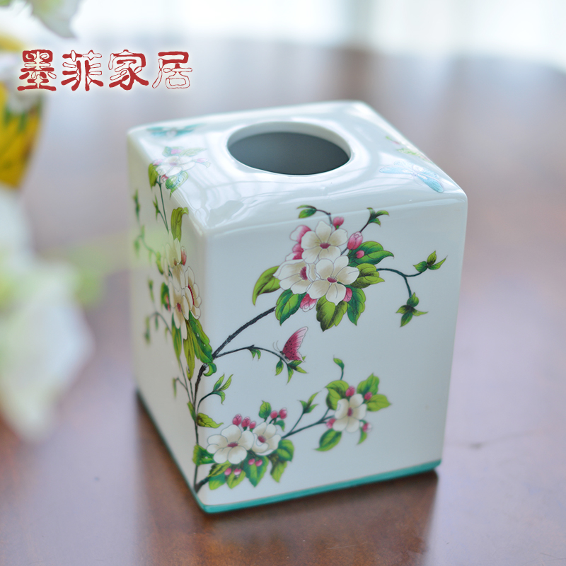 New Chinese style restoring ancient ways ceramic paper towel box of American European home sitting room dining - room tea table with a napkin creative smoke box