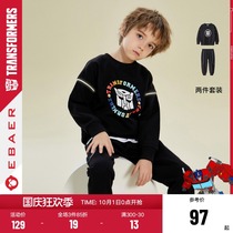 One Bay Imperial City Boys Fashion Sweatshirt Set 2021 Autumn New Transformers Childrens Print Two-Piece Tide