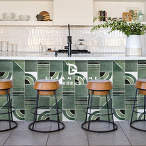 Nordic retro - ink green brick 200x200 kitchen toilet wall tile living room balcony anti - slip floor tile
