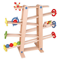 Foreign trade original good quality German childrens toys rubber wood pulley track racing pulley holiday gift