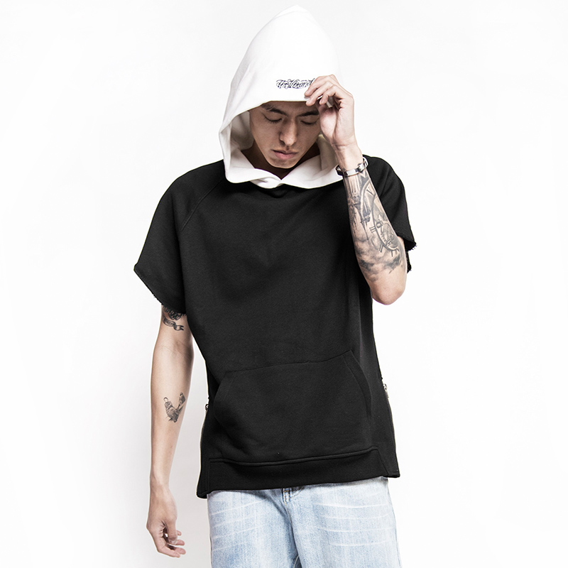 the v brand 杨文昊viho原创潮牌拼色无袖帽衫
