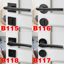 Black door lock indoor bedroom door handle magnetic door lock wooden door lock home silent simple European style Nordic