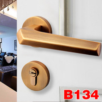 Magnetic bedroom door lock indoor Nordic silent door lock modern simple solid wood door lock yellow bronze American door lock