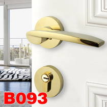 German style bedroom solid wood door lock Nordic interior simple PVD Golden mute American split lock