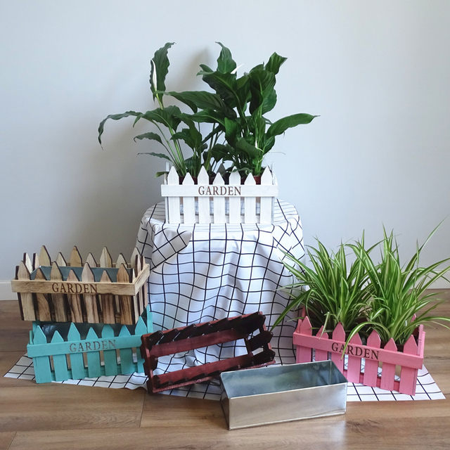 Nordic retro solid wood handmade flower pot rectangular wooden fence flower basket creative gardening wooden box home decoration decoration Nordic retro solid wood handmade flower pot rectangular wooden fence flower basket creative gardening wooden box home decoration decoration