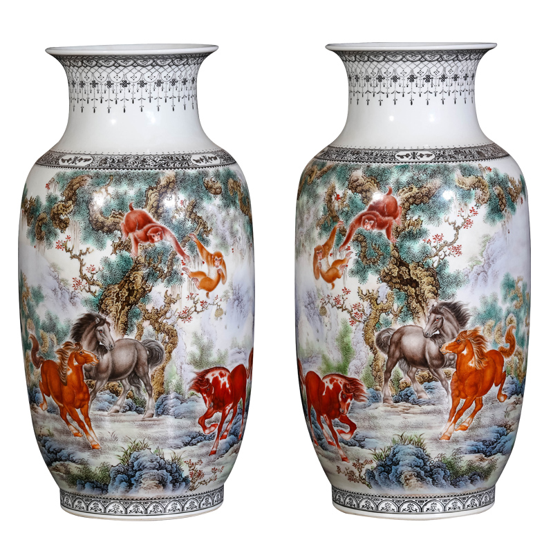 Jingdezhen ceramics of hand - made of powder enamel vase seal hou Chinese style living room decoration immediately curio collection furnishing articles