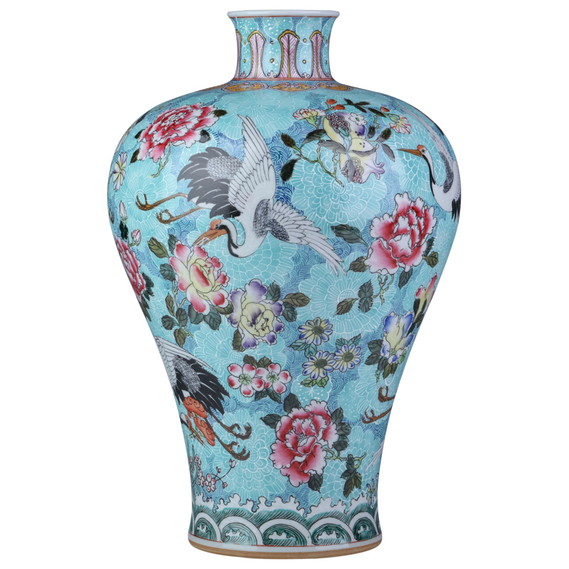 Jingdezhen ceramic antique hand - made gathers up little fairy cranes vase Chinese style living room a study teahouse decoration as furnishing articles