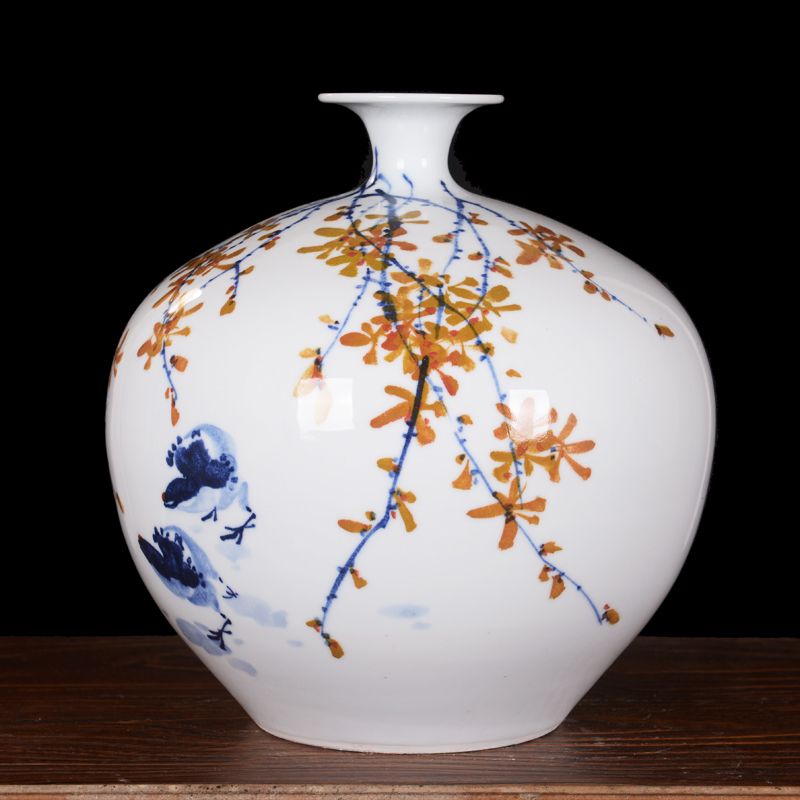 Jingdezhen ceramics high - grade modern master hand - made pomegranate flower vase household decoration as the sitting room furnishing articles