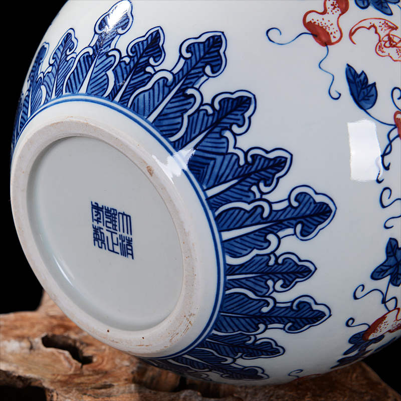 Jingdezhen ceramics gift hand - made antique blue - and - white buford gourd crafts household sitting room adornment