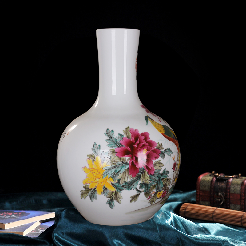 Jingdezhen ceramics powder enamel notes tong prosperous celestial vase hand - made vases sitting room home handicraft furnishing articles