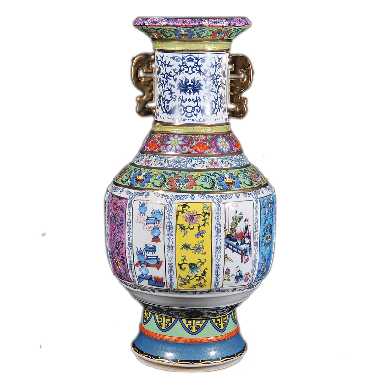 Antique vase ears of jingdezhen ceramics up fashion furnishing articles housewarming landing sitting room household act the role ofing is tasted