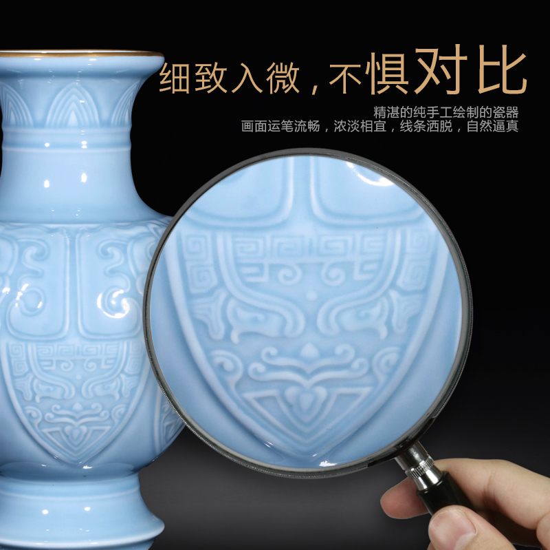 Jingdezhen ceramic vase the qing qianlong azure glaze gold beast grain ears bottle expressions using crafts home furnishing articles