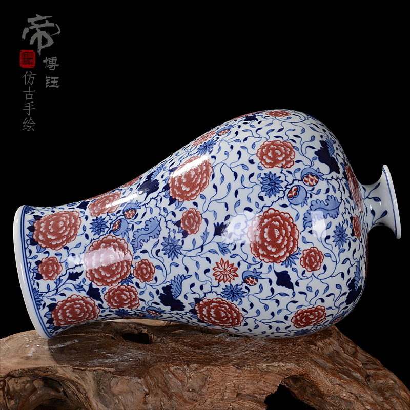 Jingdezhen ceramics antique hand - made modern blue and white porcelain vase fashionable sitting room adornment furnishing articles of handicraft