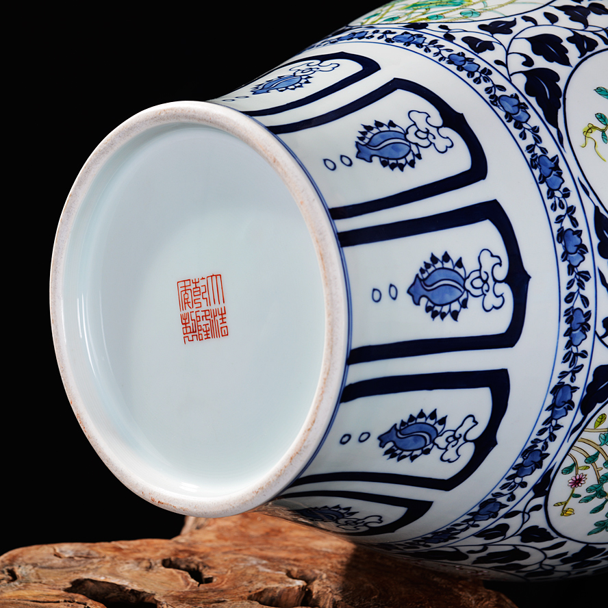 Jingdezhen ceramics archaize qianlong com.lowagie.text.paragraph 12 flora of blue and white porcelain vases, antique collectibles study furnishing articles