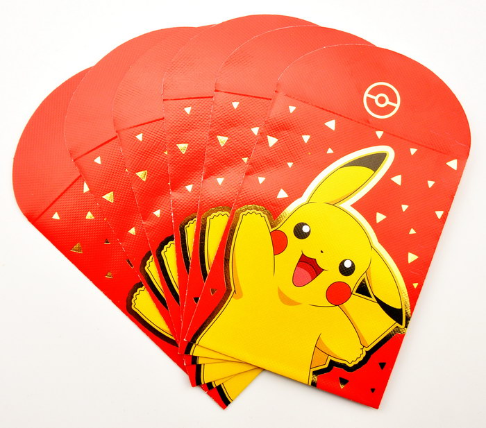 香港ok便利店 宠物小精灵 皮卡丘 烫金动漫红包/利是封 6个套装