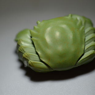 原矿 佳水出品 苏工雕刻 原矿绿松石雕件 天然绿松石 精工 螃蟹 收藏