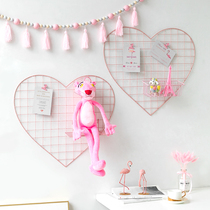 insinstrophic heart-shaped grid photo wall girl pink clip hanging dorm room room decorated iron frame photo wall